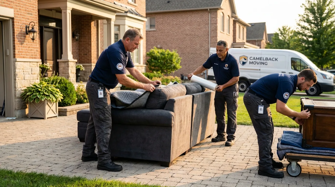 Large estate moving crew wrapping furniture in Squaw Valley, CA